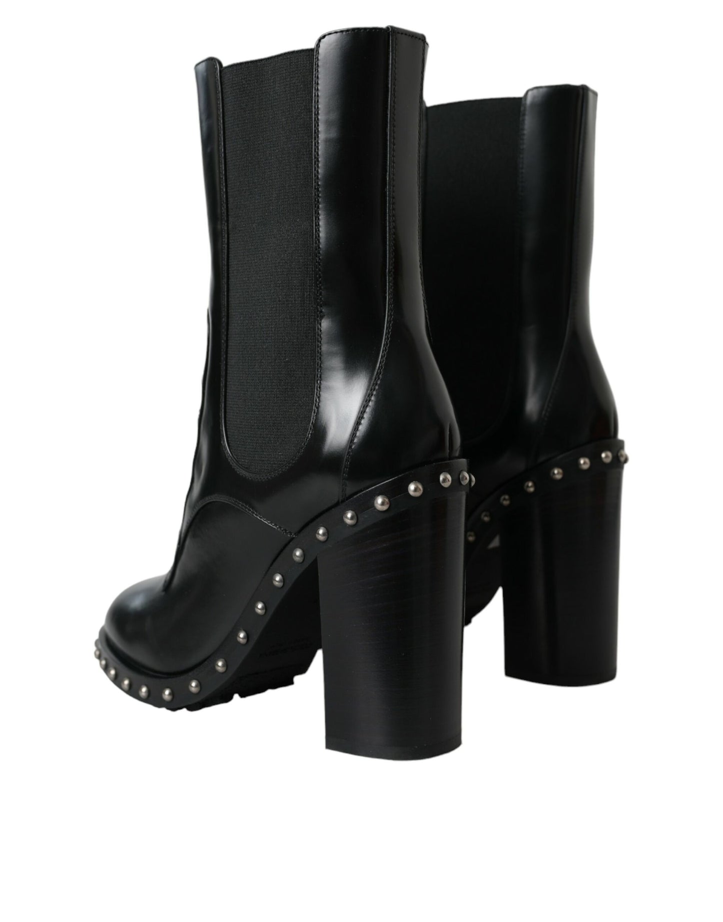 Dolce & Gabbana - Bottines à lacets cloutées en cuir noir