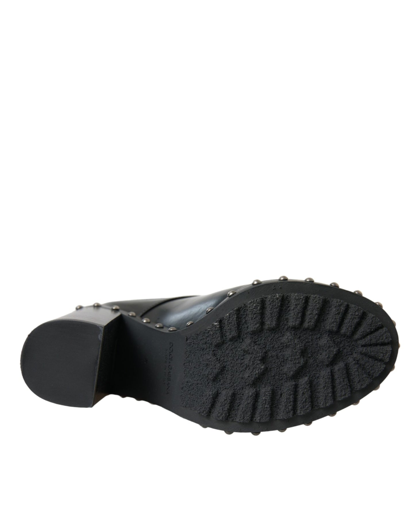 Dolce & Gabbana - Bottines à lacets cloutées en cuir noir