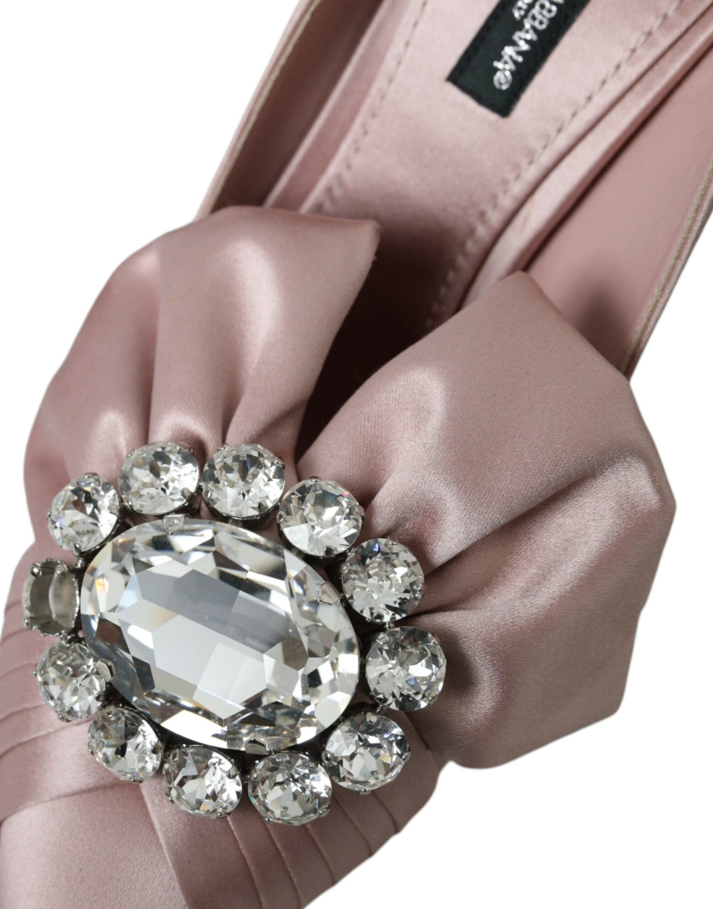 Escarpins à talons hauts Dolce & Gabbana en satin rose et cristal