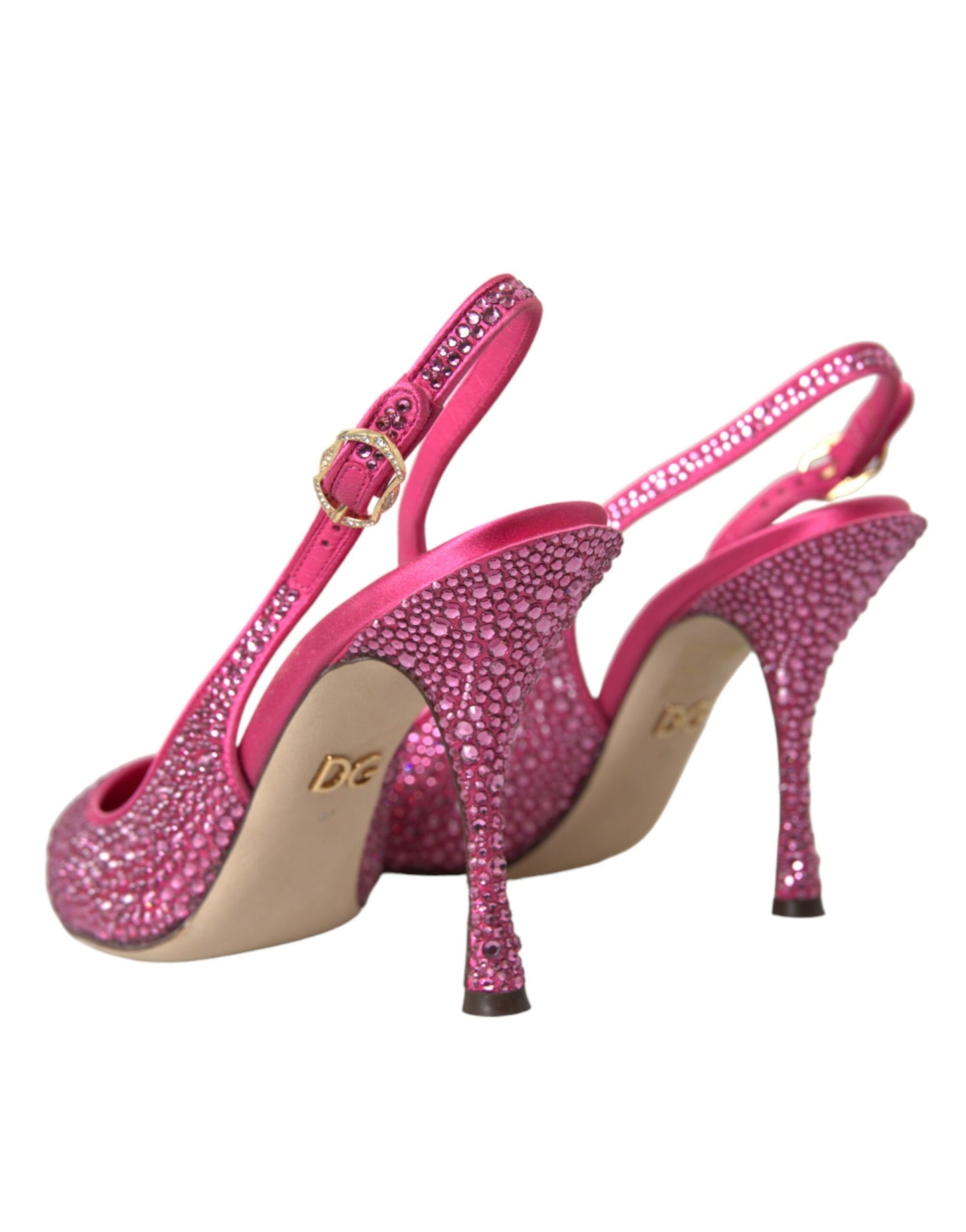 Escarpins Dolce & Gabbana roses à brides arrière et cristaux