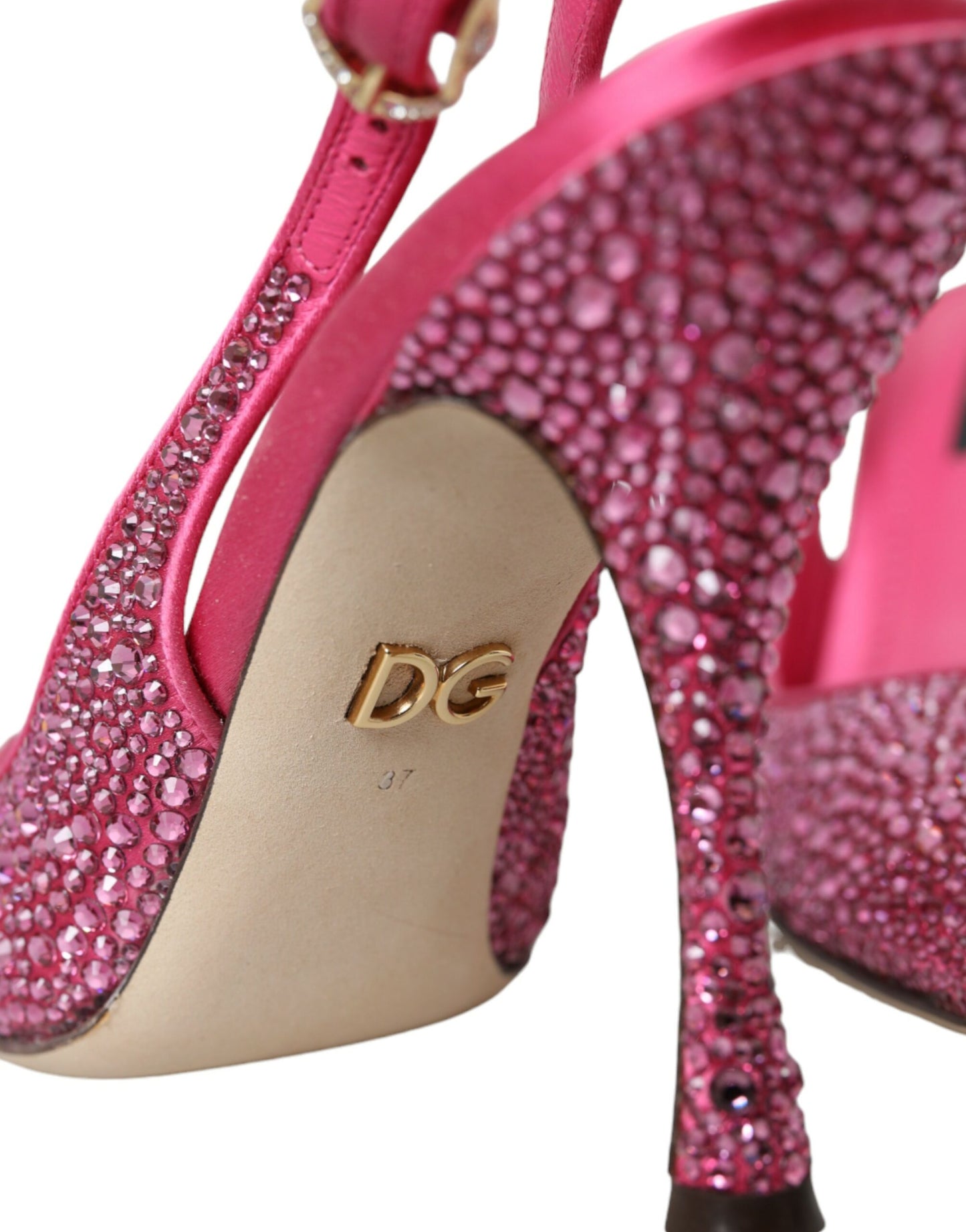 Escarpins Dolce & Gabbana roses à brides arrière et cristaux