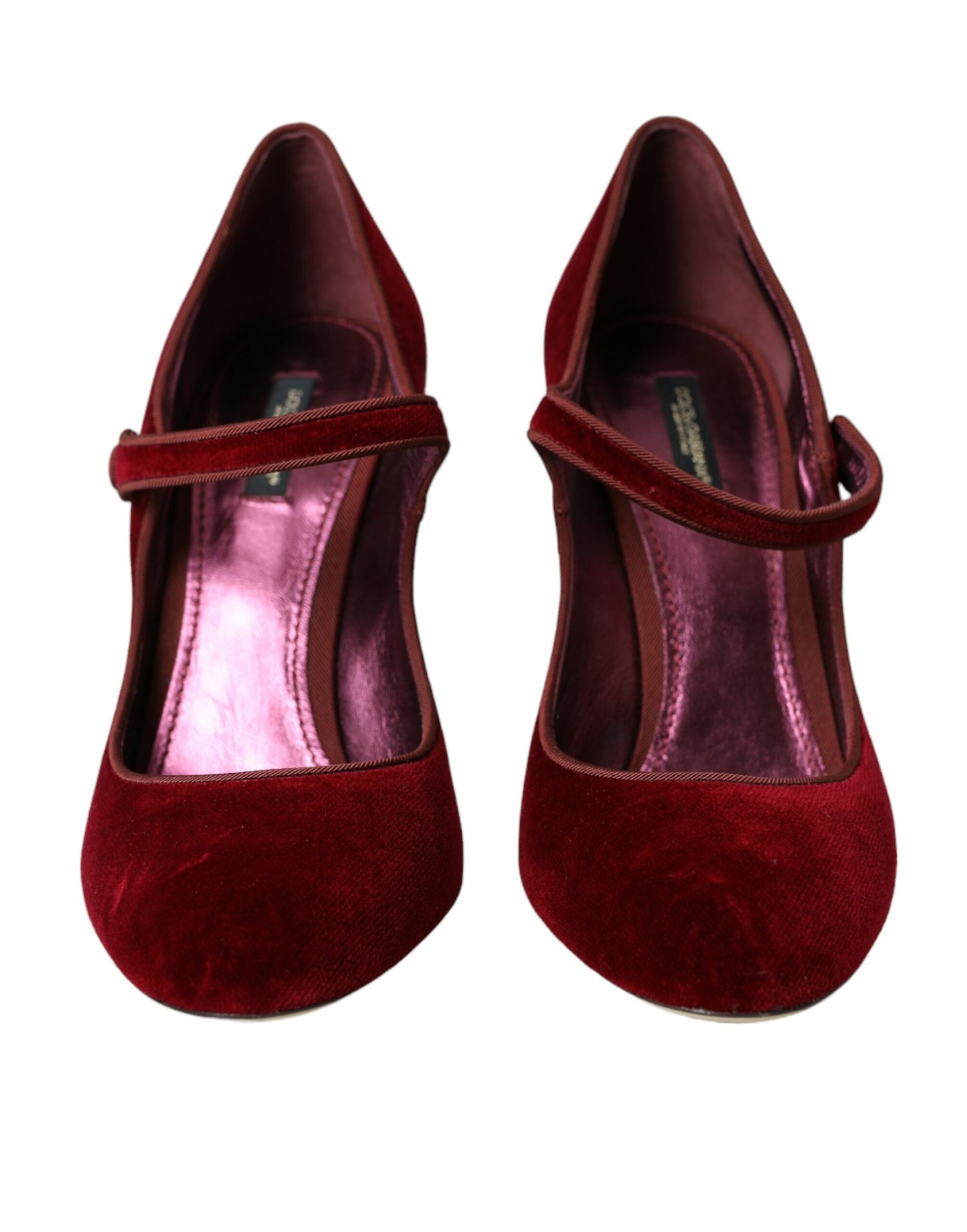 Chaussures Mary Jane Dolce & Gabbana en velours rouge et cristaux dorés