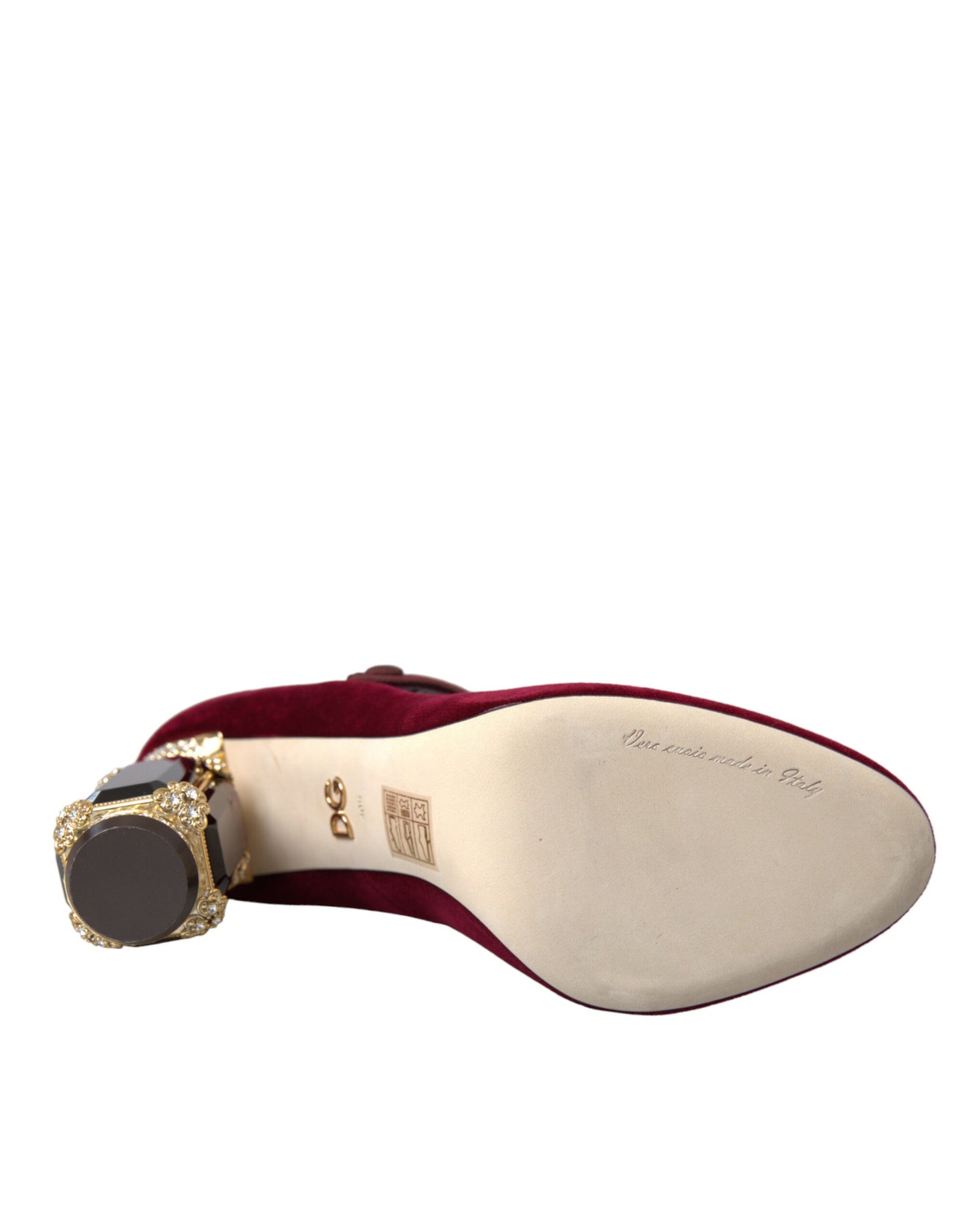 Chaussures Mary Jane Dolce & Gabbana en velours rouge et cristaux dorés