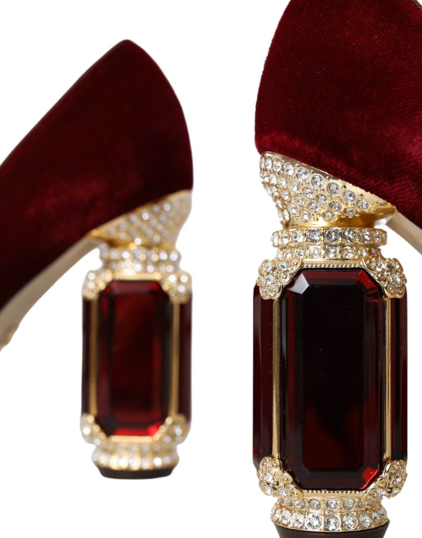 Chaussures Mary Jane Dolce & Gabbana en velours rouge et cristaux dorés
