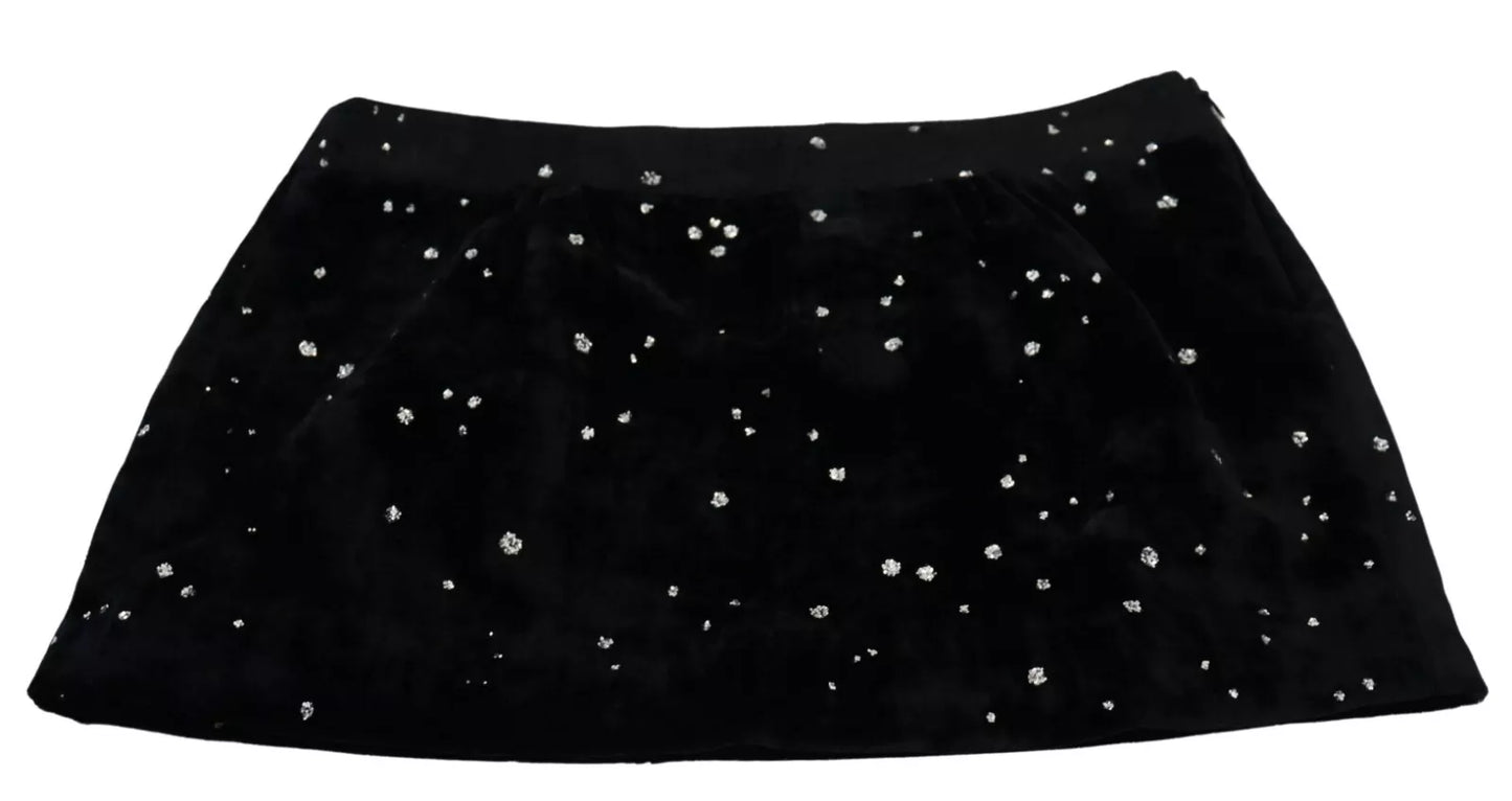 Mini-jupe trapèze taille moyenne noire à ornements Dsquared²