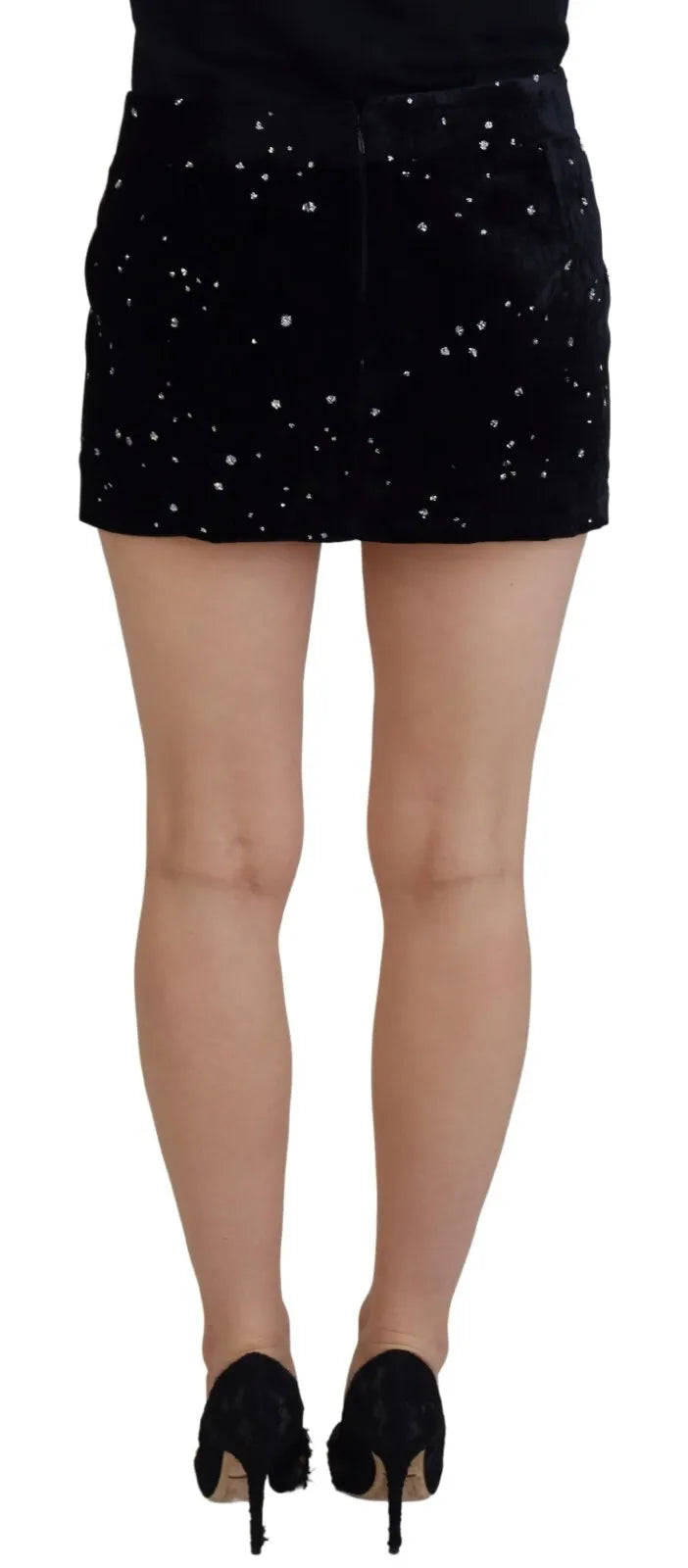 Mini-jupe trapèze taille moyenne noire à ornements Dsquared²