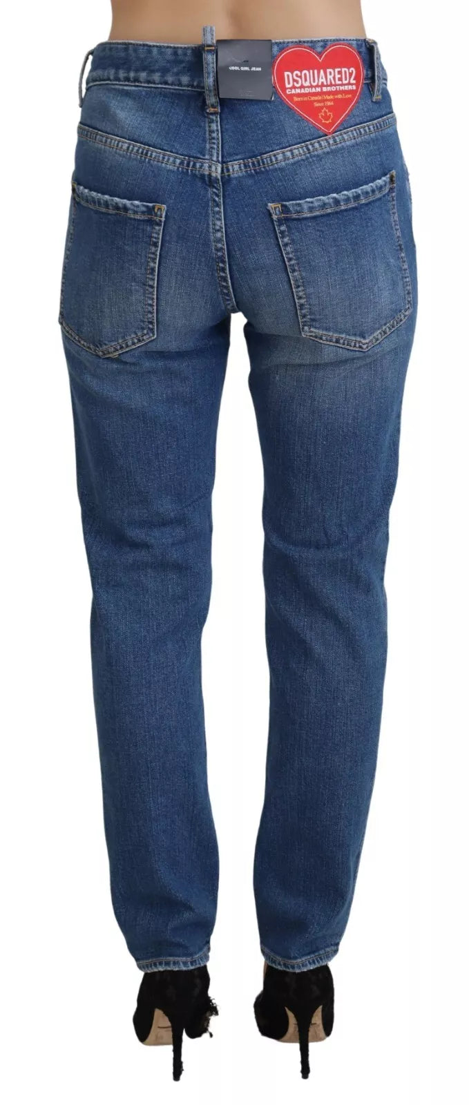 Dsquared² Cool Girl Blue Distressed Mid Waist Denim Jeans by Dsquared²
