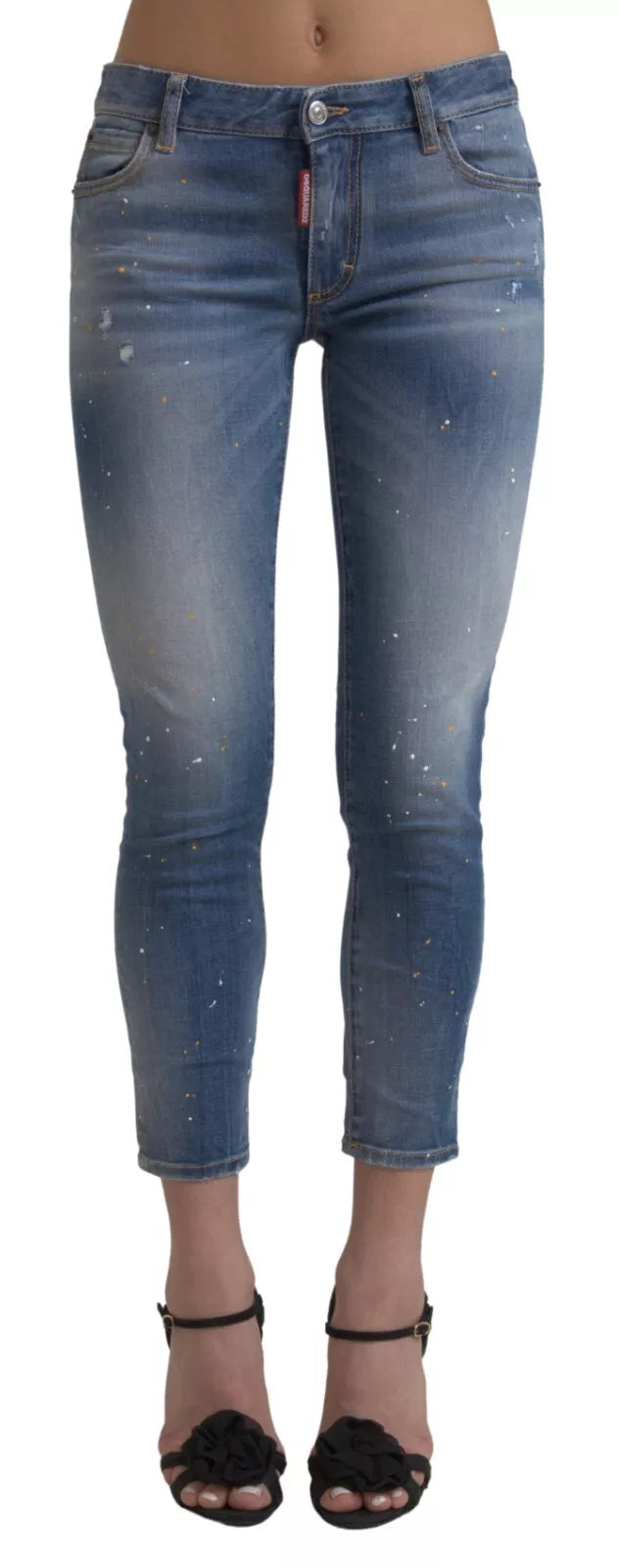 Dsquared² Blue Mid Waist Cropped Twiggy Denim Jeans by Dsquared²