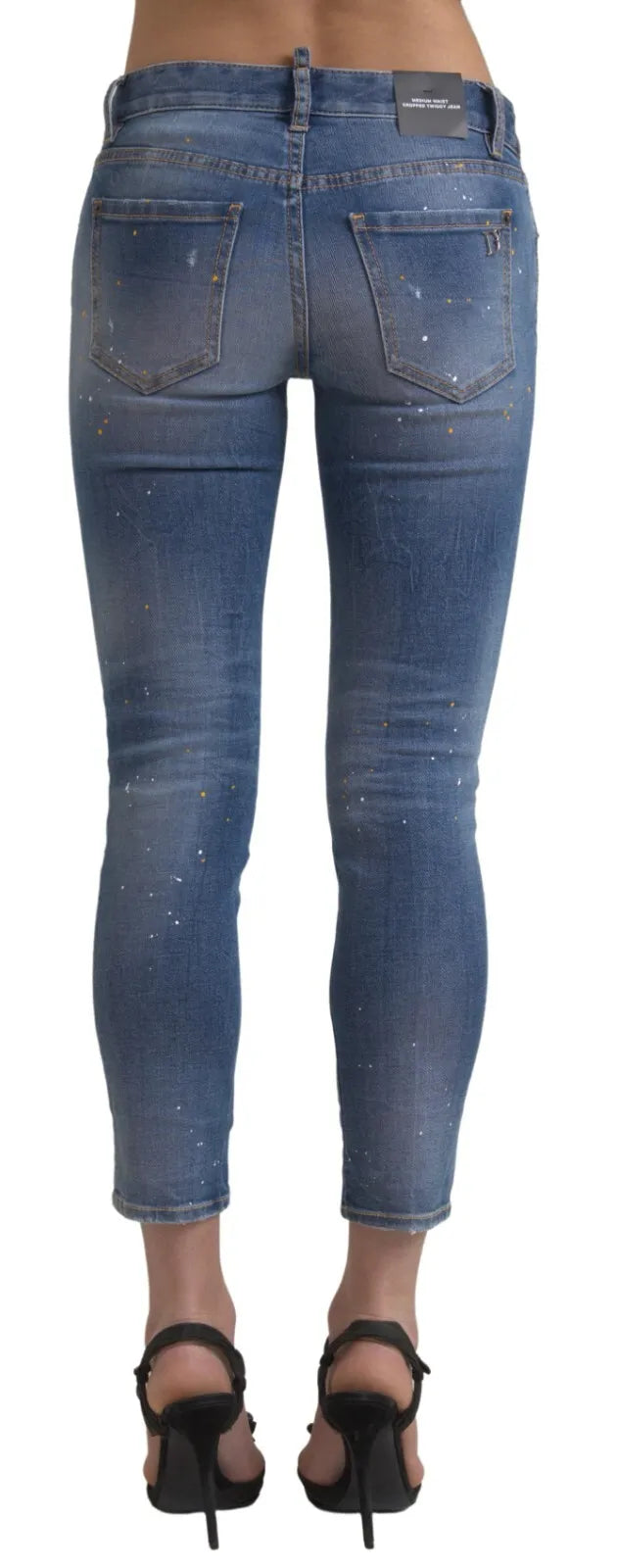 Dsquared² Blue Mid Waist Cropped Twiggy Denim Jeans by Dsquared²