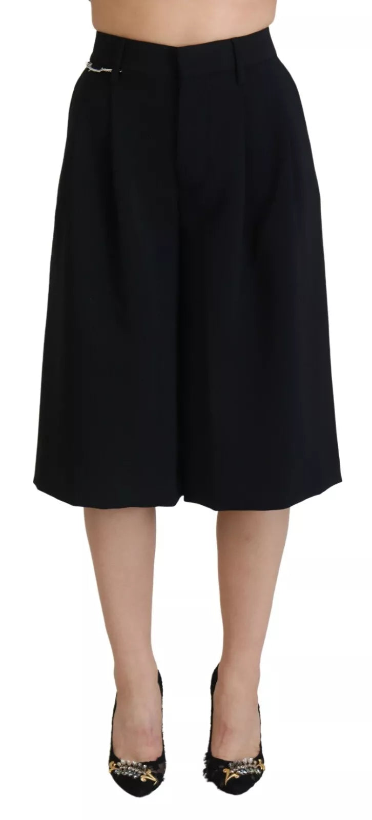 Dsquared² Black High Waist Wide Leg Cropped Trouser Pants by Dsquared²