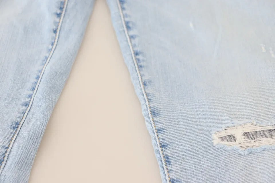 Dsquared² Blue Tattered Mid Waist Cropped Twiggy Denim Jeans by Dsquared²