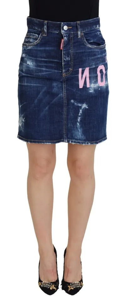 Jupe mini Boston en jean taille haute Dsquared² Blue Icon