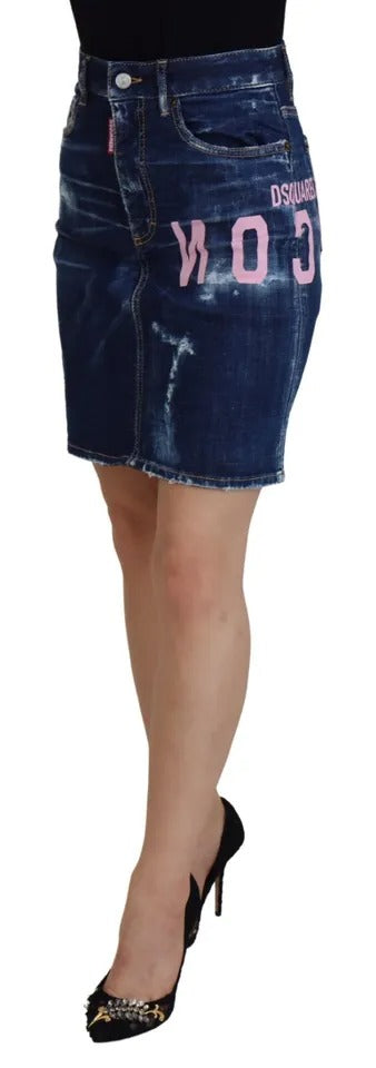 Jupe mini Boston en jean taille haute Dsquared² Blue Icon
