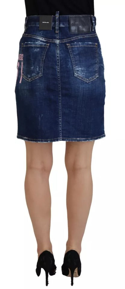Jupe mini Boston en jean taille haute Dsquared² Blue Icon