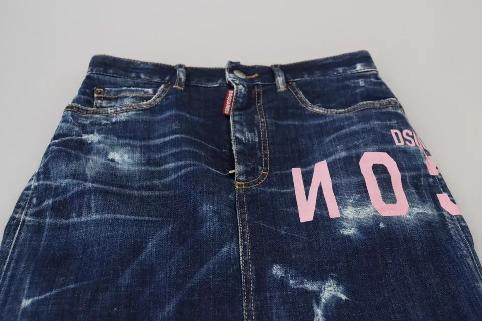 Jupe mini Boston en jean taille haute Dsquared² Blue Icon