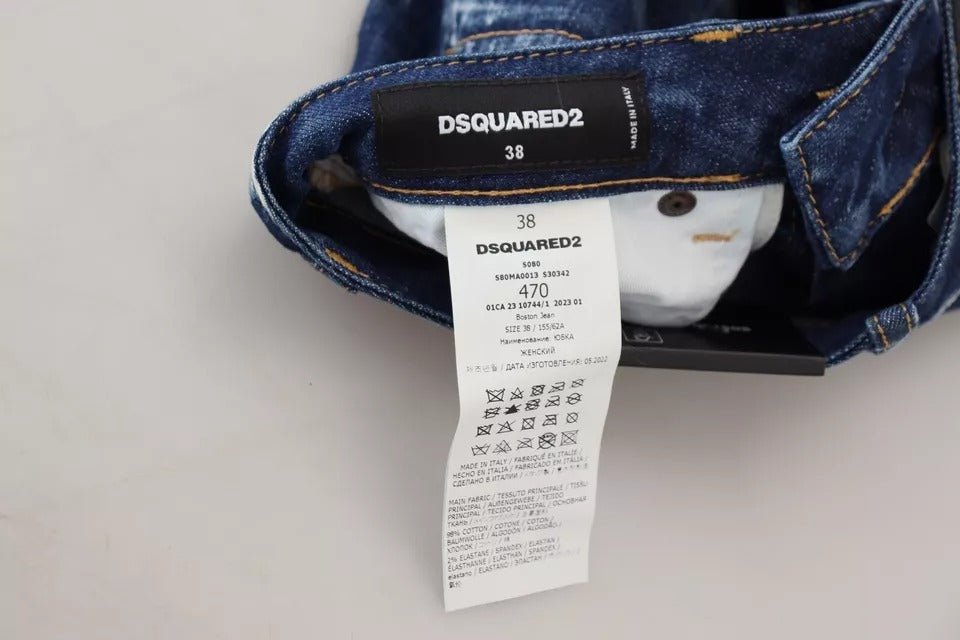 Jupe mini Boston en jean taille haute Dsquared² Blue Icon