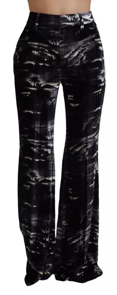 Dsquared² Black Printed High Waist Super Flare Pants by Dsquared²