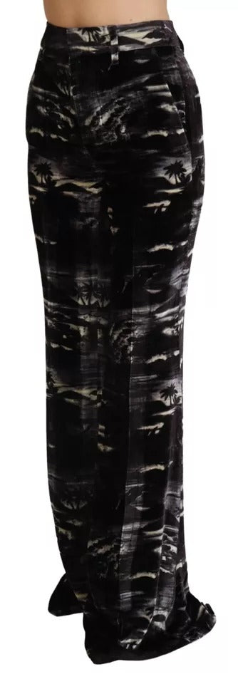 Dsquared² Black Printed High Waist Super Flare Pants by Dsquared²
