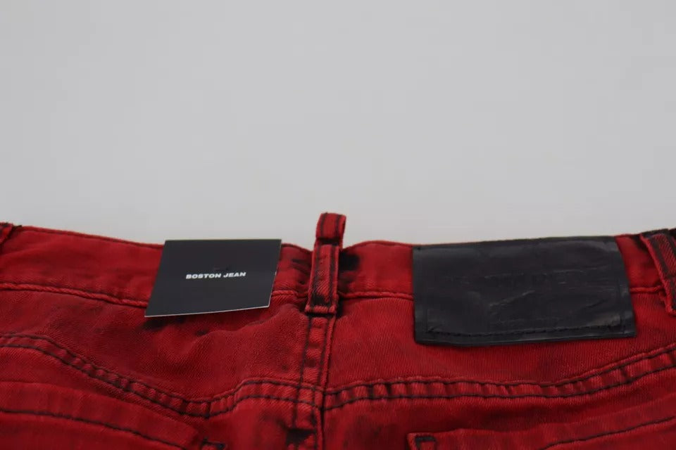 Dsquared² Red Low Waist Cotton Stretch Skinny Pants by Dsquared²