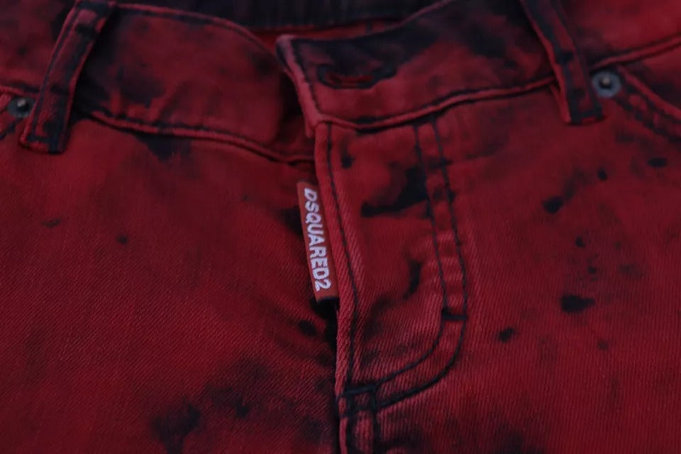 Dsquared² Red Low Waist Cotton Stretch Skinny Pants by Dsquared²