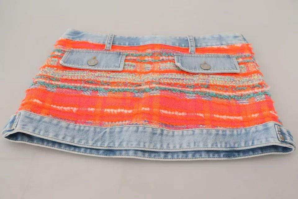 Jupe trapèze taille basse en denim multicolore Dsquared²