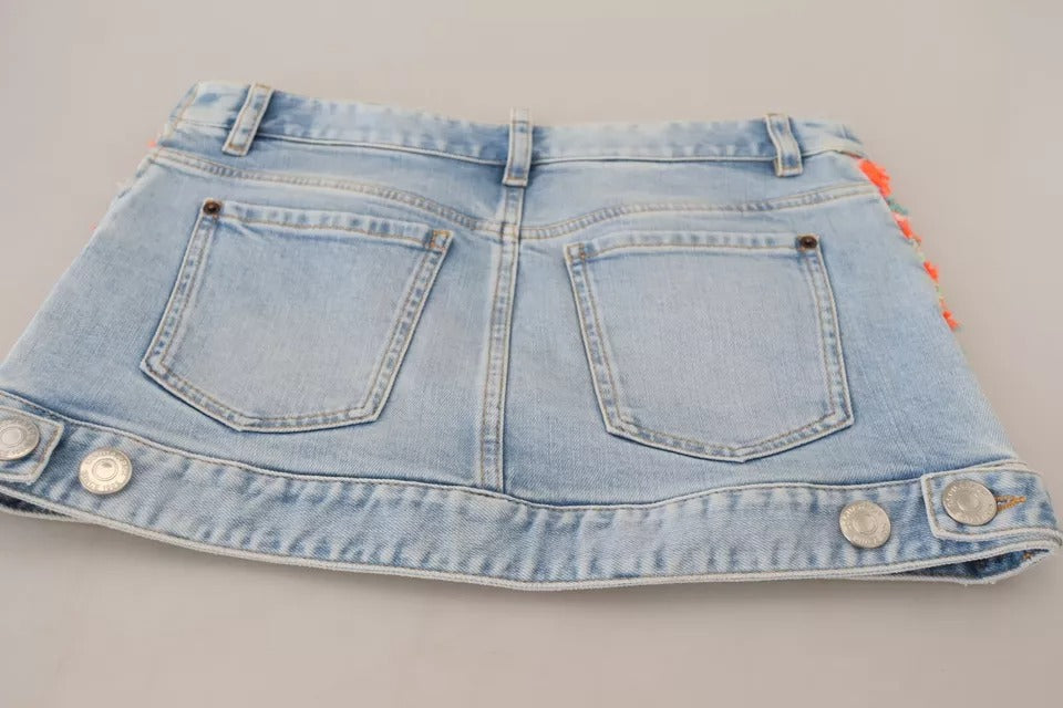 Jupe trapèze taille basse en denim multicolore Dsquared²