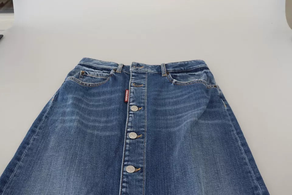 Jupe crayon taille haute en jean bleu effet vieilli Dsquared²