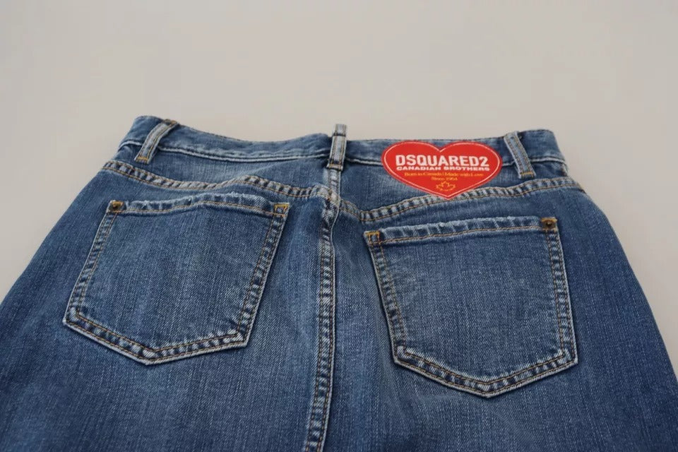 Jupe crayon taille haute en jean bleu effet vieilli Dsquared²