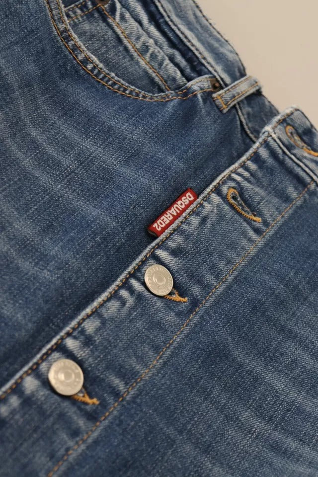 Jupe crayon taille haute en jean bleu effet vieilli Dsquared²