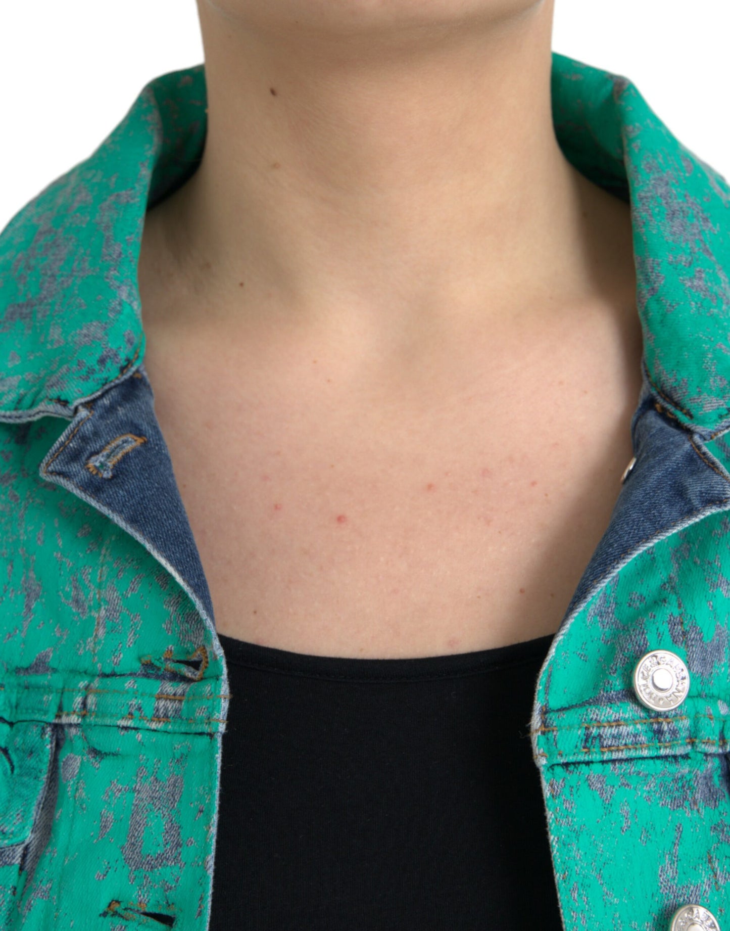Veste courte en jean vert tie-dye Dolce & Gabbana