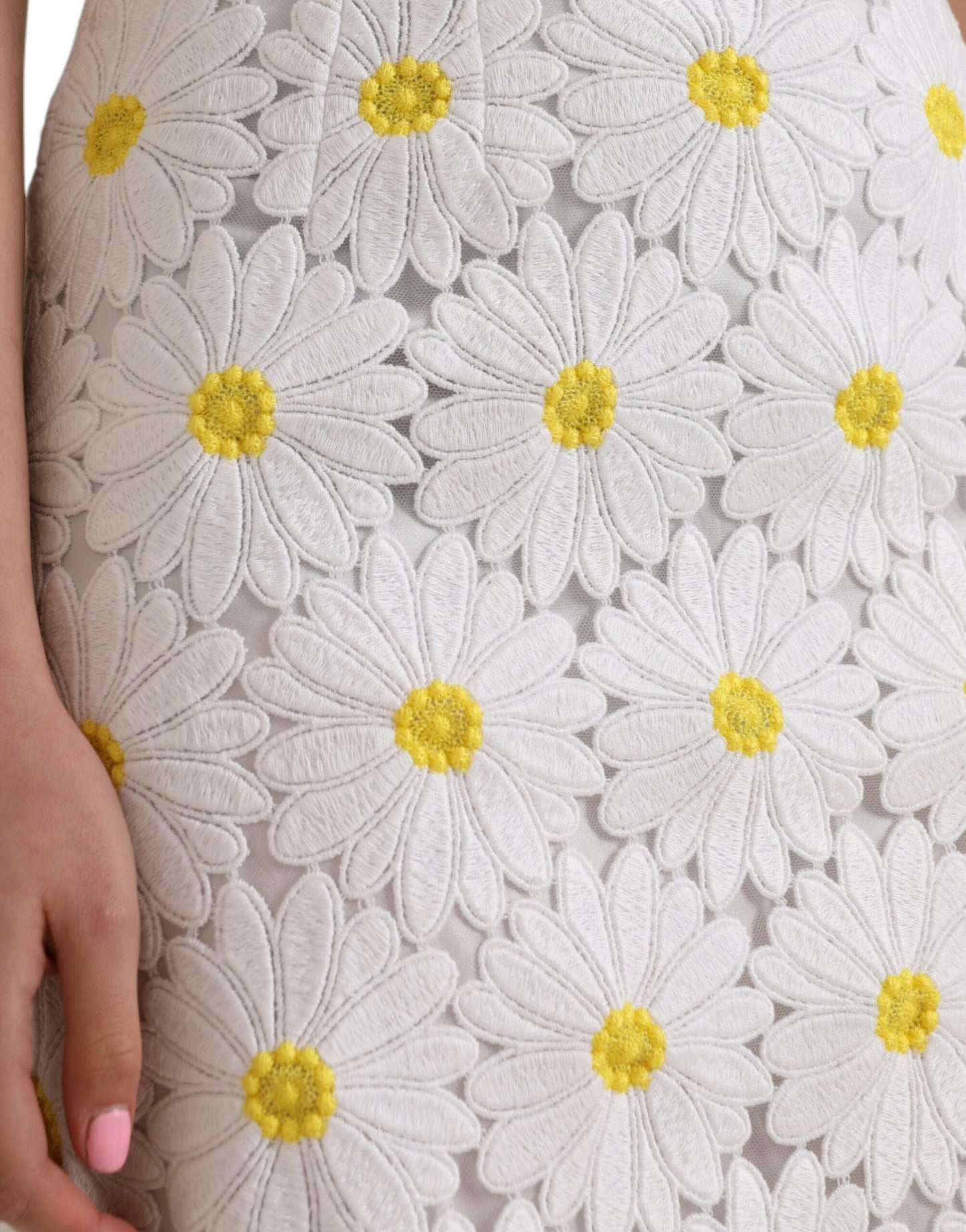 Jupe crayon droite en dentelle florale blanche Dolce & Gabbana