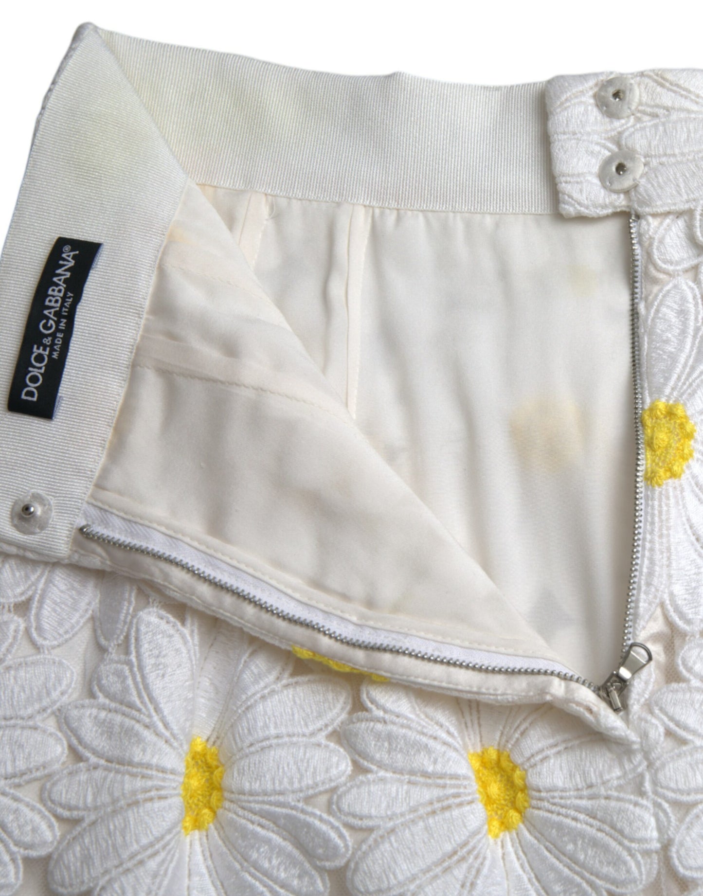Jupe crayon droite en dentelle florale blanche Dolce & Gabbana