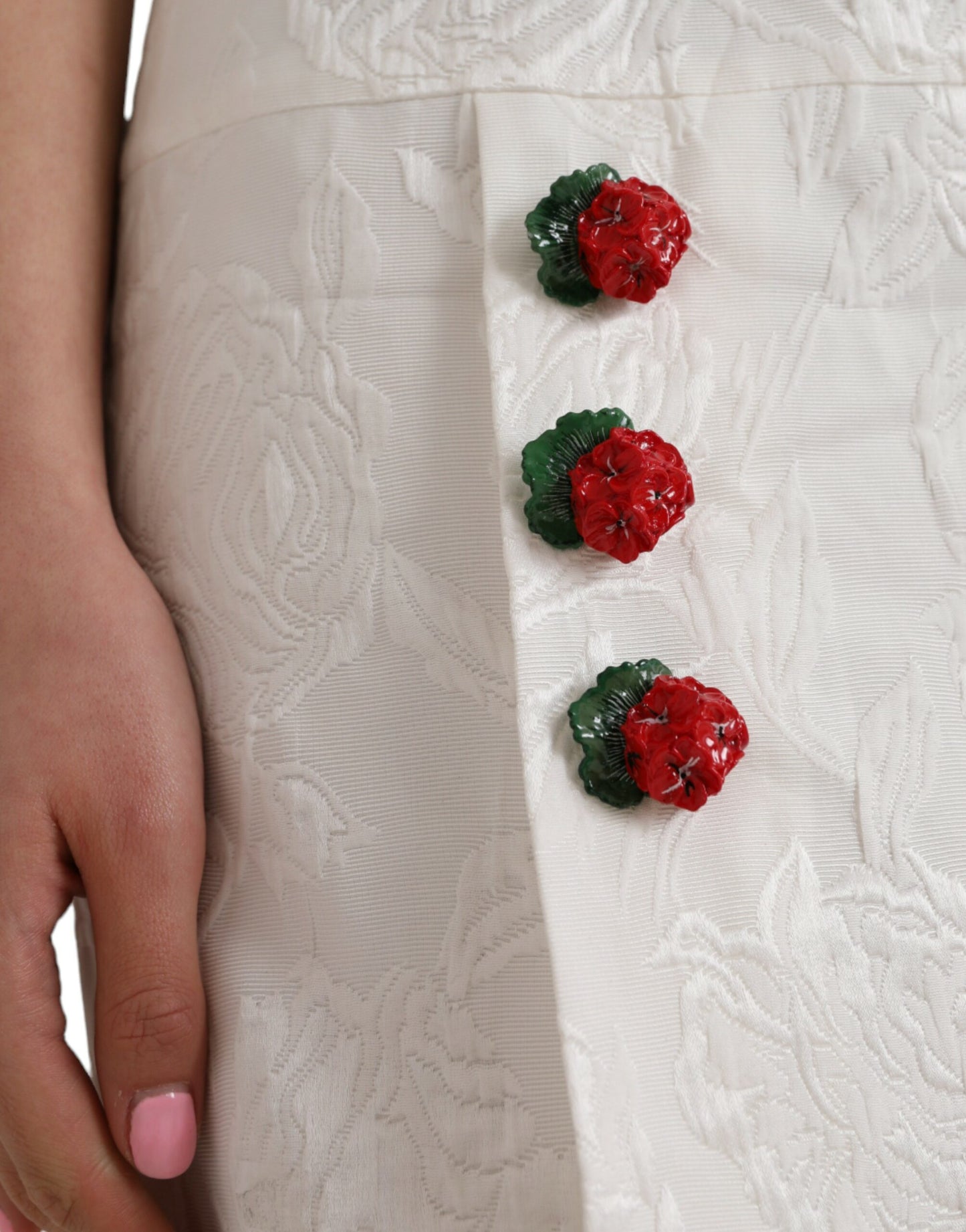Mini-jupe à ornements en brocart floral blanc Dolce & Gabbana