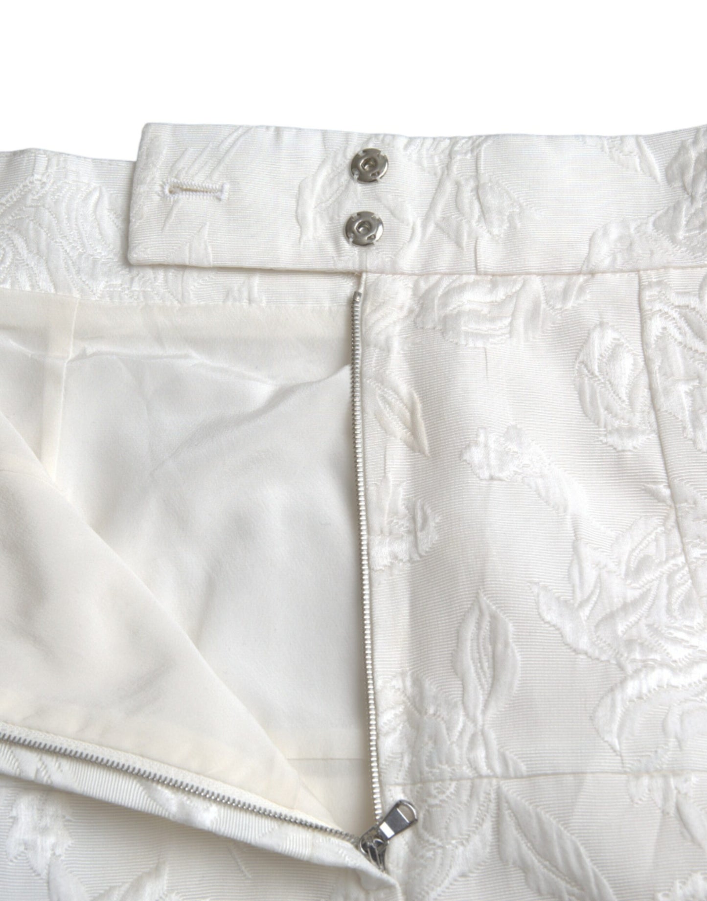 Mini-jupe à ornements en brocart floral blanc Dolce & Gabbana