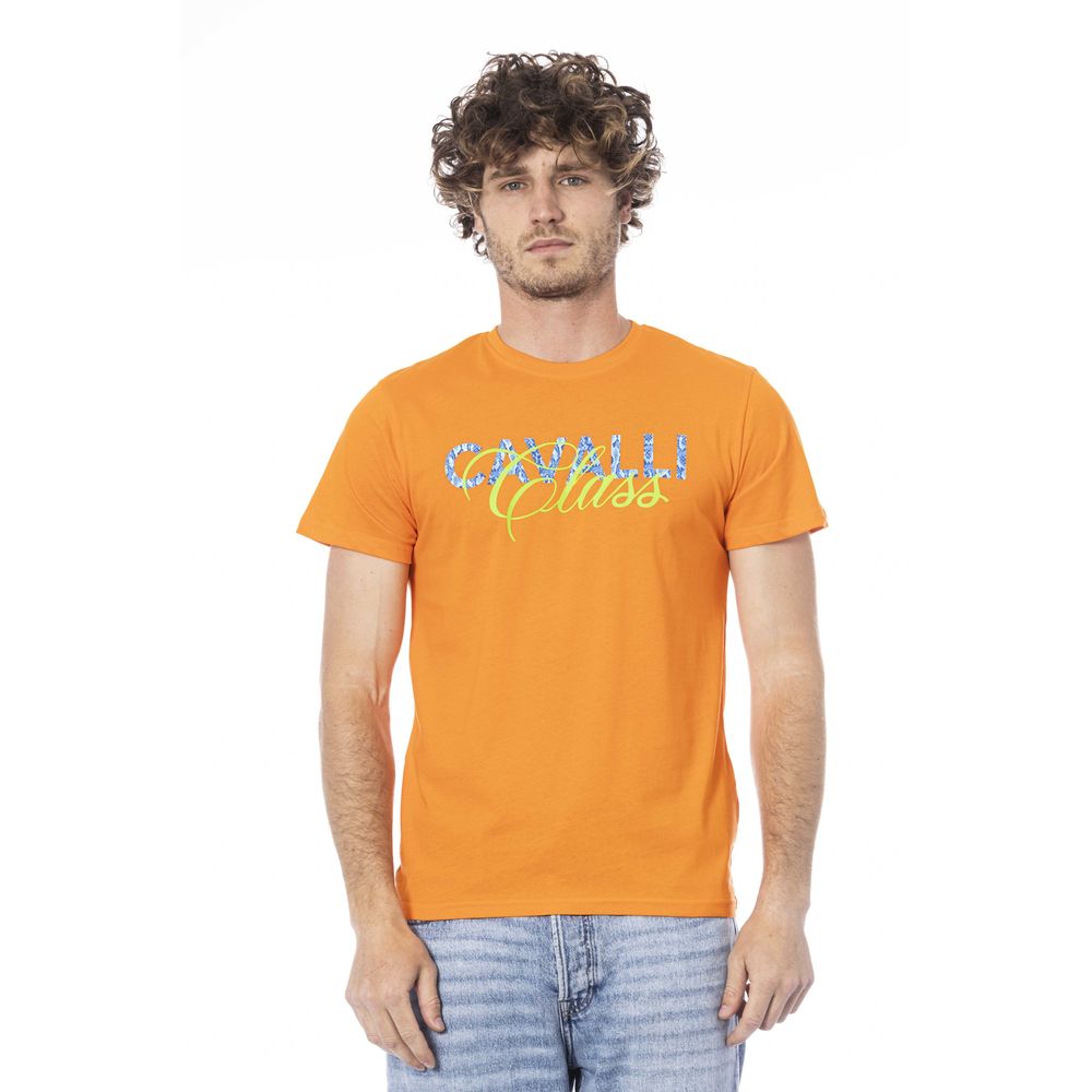 Cavalli Class Orange Cotton Men T-Shirt by Cavalli Class