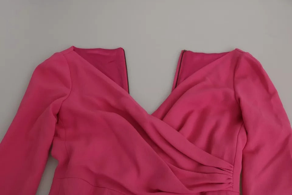 Dolce & Gabbana Pink Plunging Bodycon Sheath Mini Rayon Dress by Dolce & Gabbana