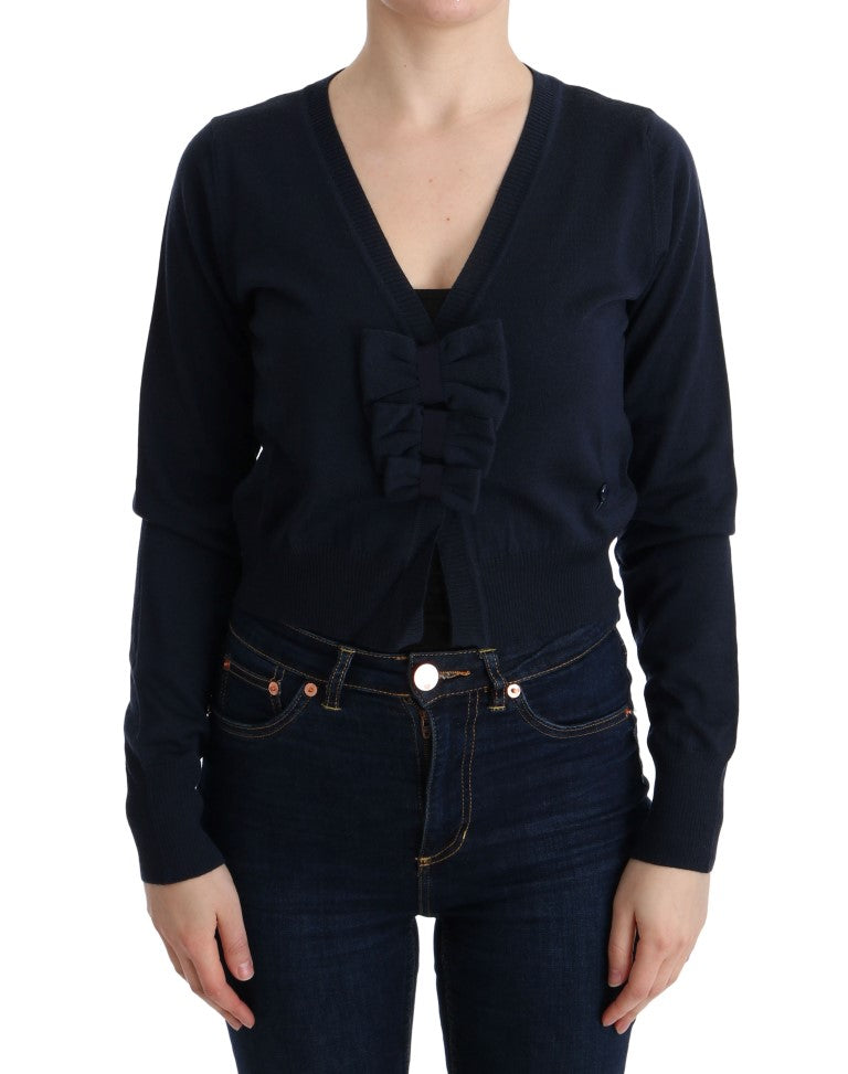 Pull cardigan élégant en laine bleue MARGHI LO'