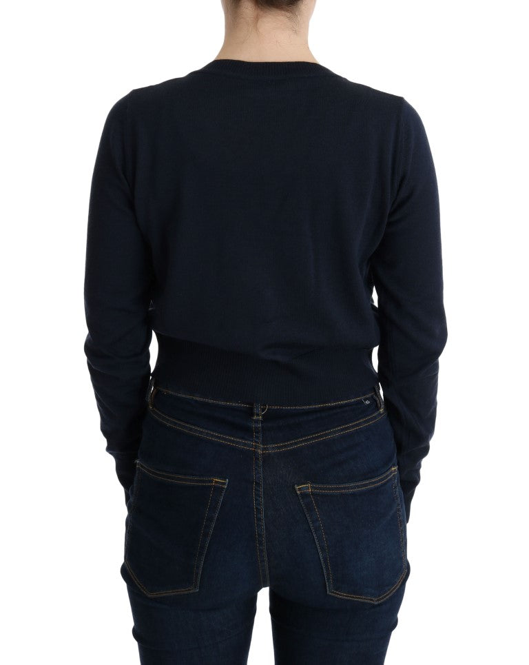 Pull cardigan élégant en laine bleue MARGHI LO'