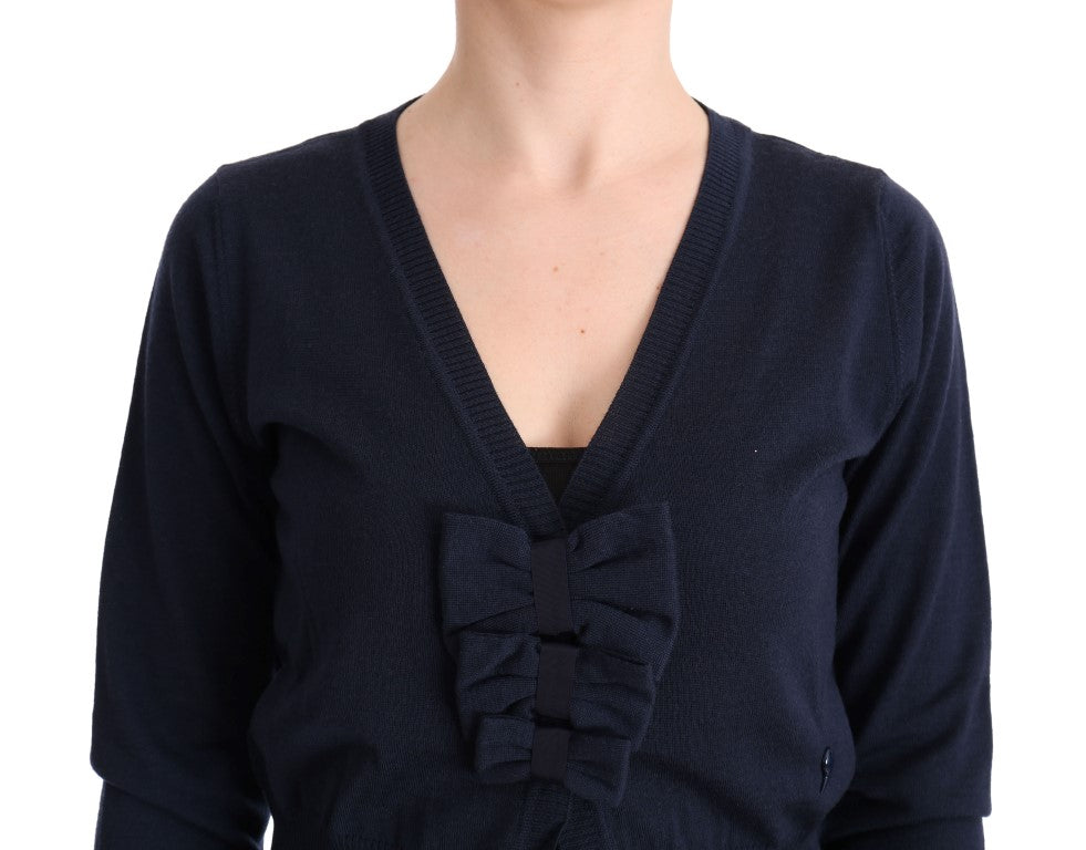 Pull cardigan élégant en laine bleue MARGHI LO'