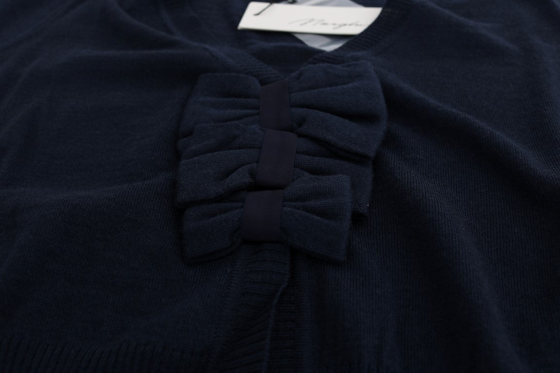 Pull cardigan élégant en laine bleue MARGHI LO'