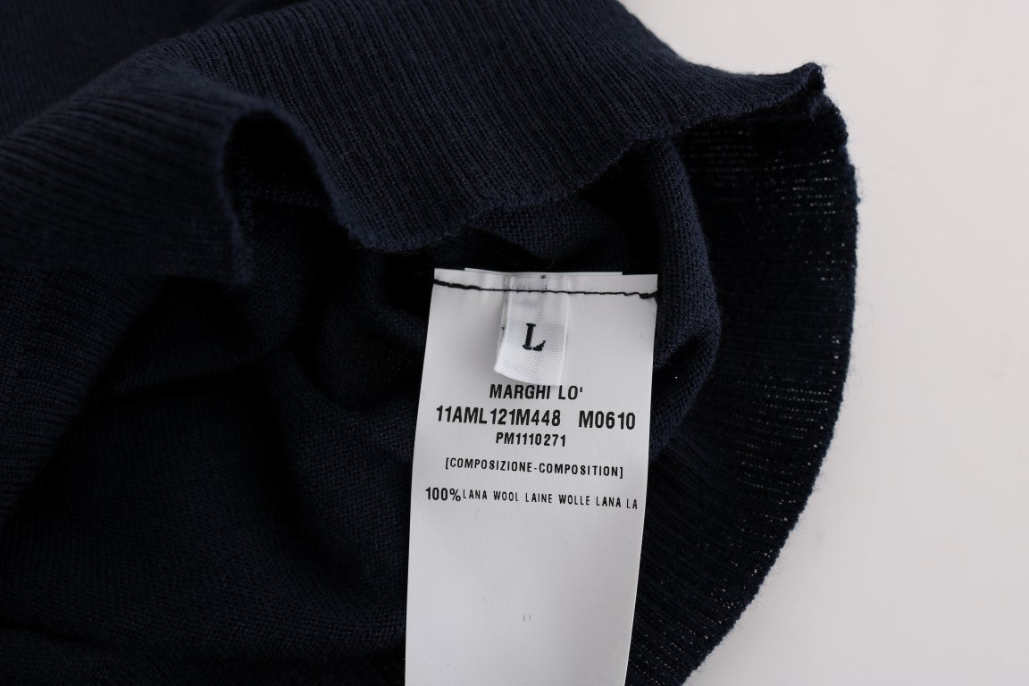 Pull cardigan élégant en laine bleue MARGHI LO'