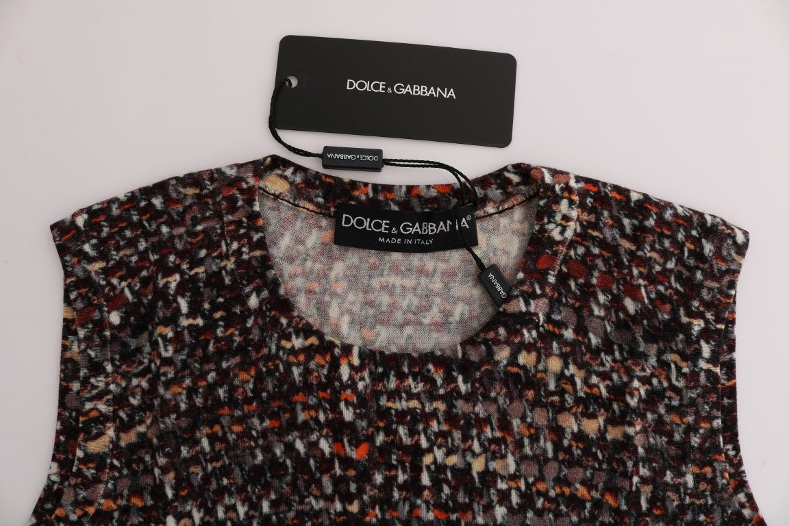 Haut sans manches en laine tricotée multicolore Dolce & Gabbana