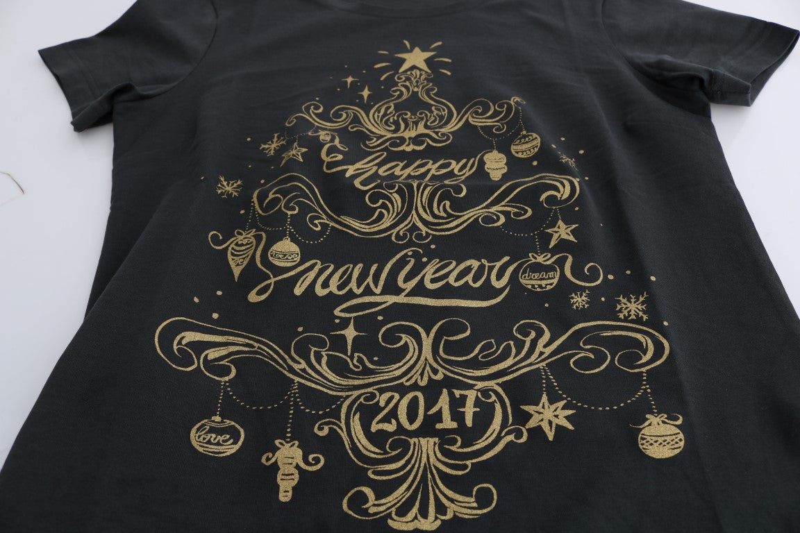 T-shirt élégant en coton gris Dolce & Gabbana avec imprimé exclusif