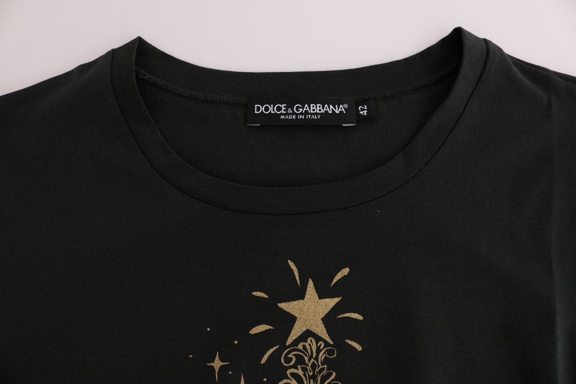 T-shirt en coton vert émeraude Dolce & Gabbana avec imprimé 2017