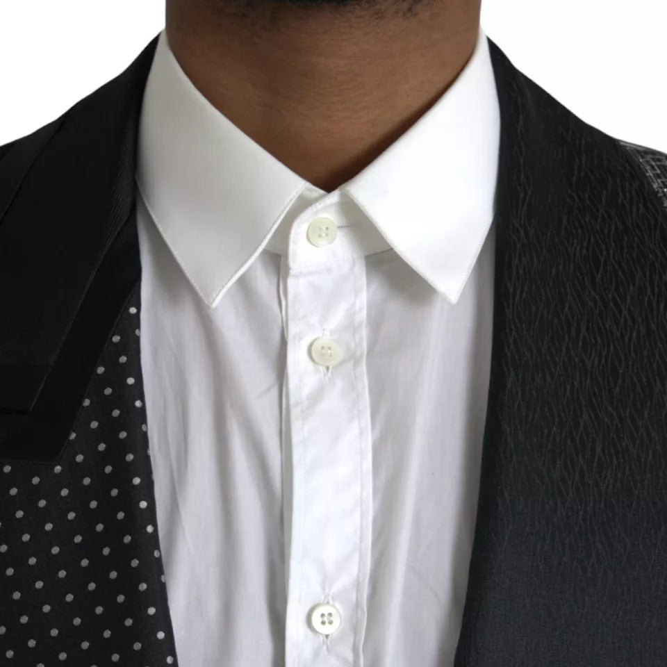 Blazer simple boutonnage en soie noir argenté Dolce & Gabbana