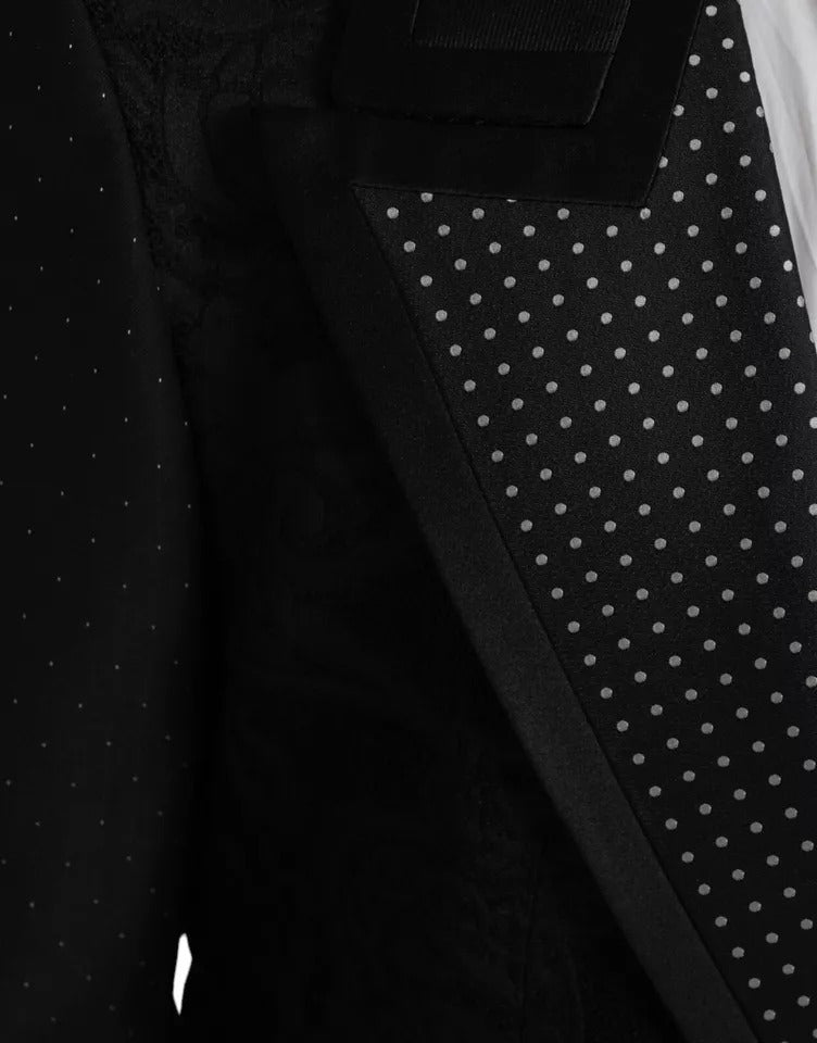 Blazer simple boutonnage en soie noir argenté Dolce & Gabbana