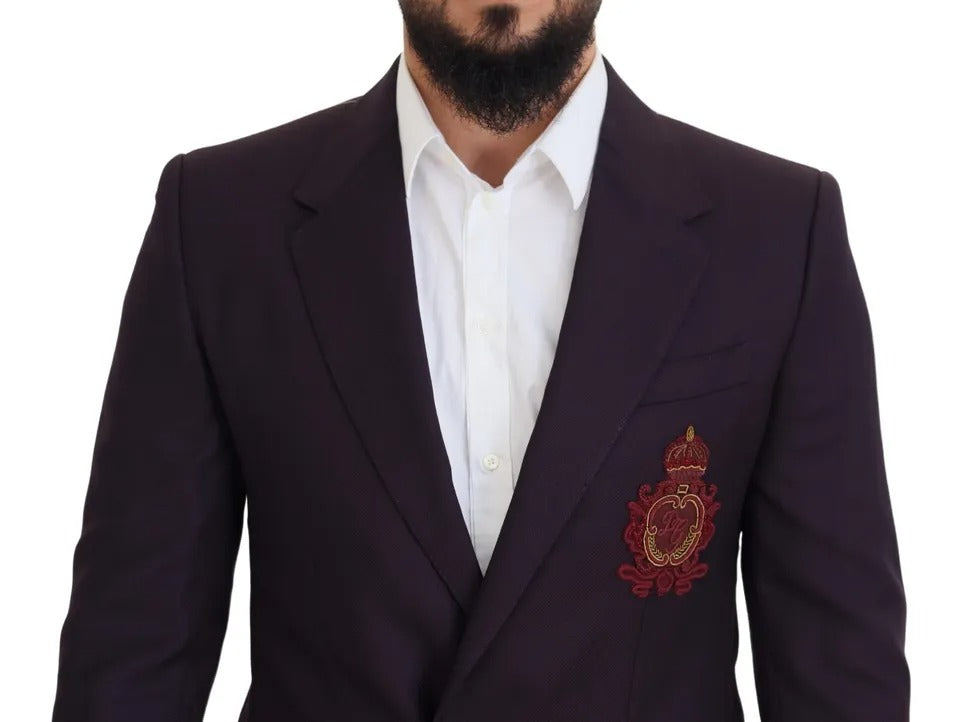 Blazer en laine à simple boutonnage et logo violet Dolce & Gabbana