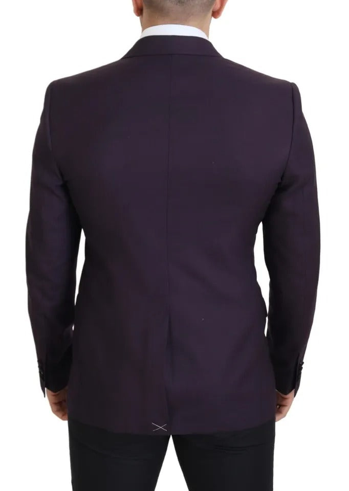 Blazer en laine à simple boutonnage et logo violet Dolce & Gabbana