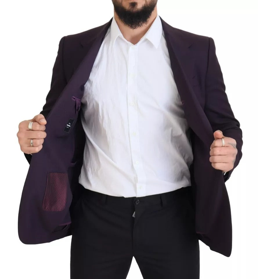 Blazer en laine à simple boutonnage et logo violet Dolce & Gabbana