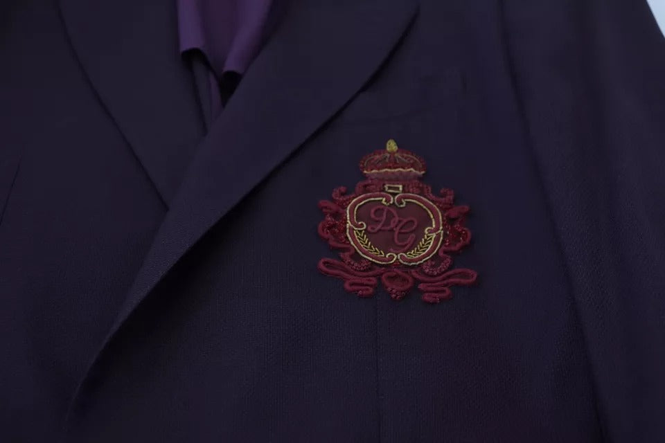 Blazer en laine à simple boutonnage et logo violet Dolce & Gabbana